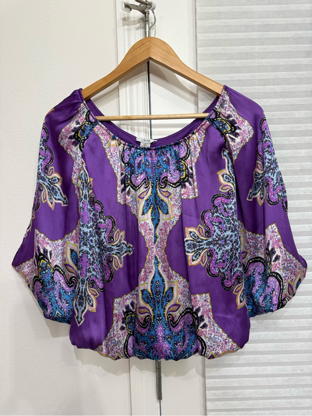 Cache Purple Paisley Scoop-Neck Blouse